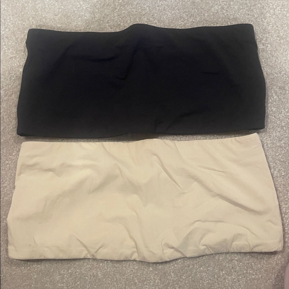 SKIMS Bandeau Tops - Black and Nude - Medium
